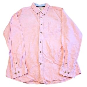 Weatherproof Vintage Men's Size L Pink Linen Collared Button-Up Dress Shirt